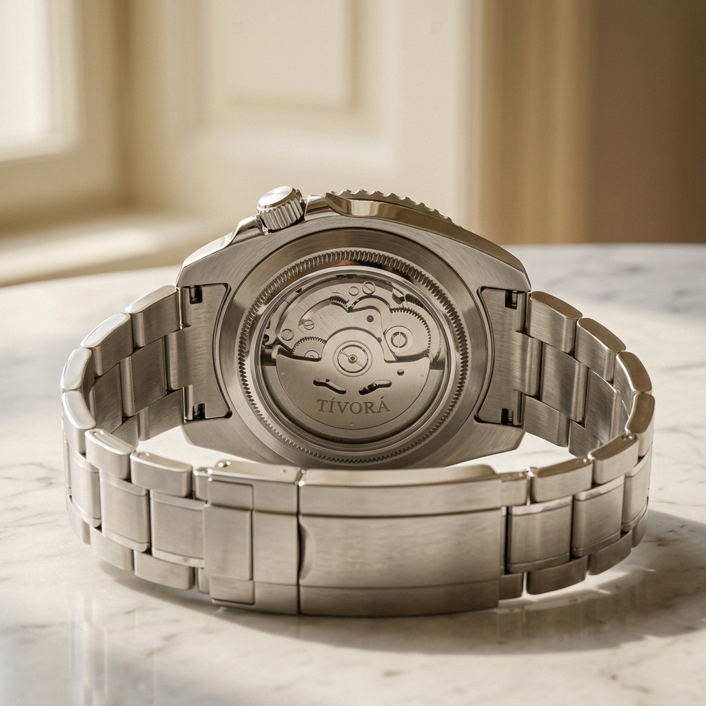 Meridian Argent Steel Grey Dial – case back with movement