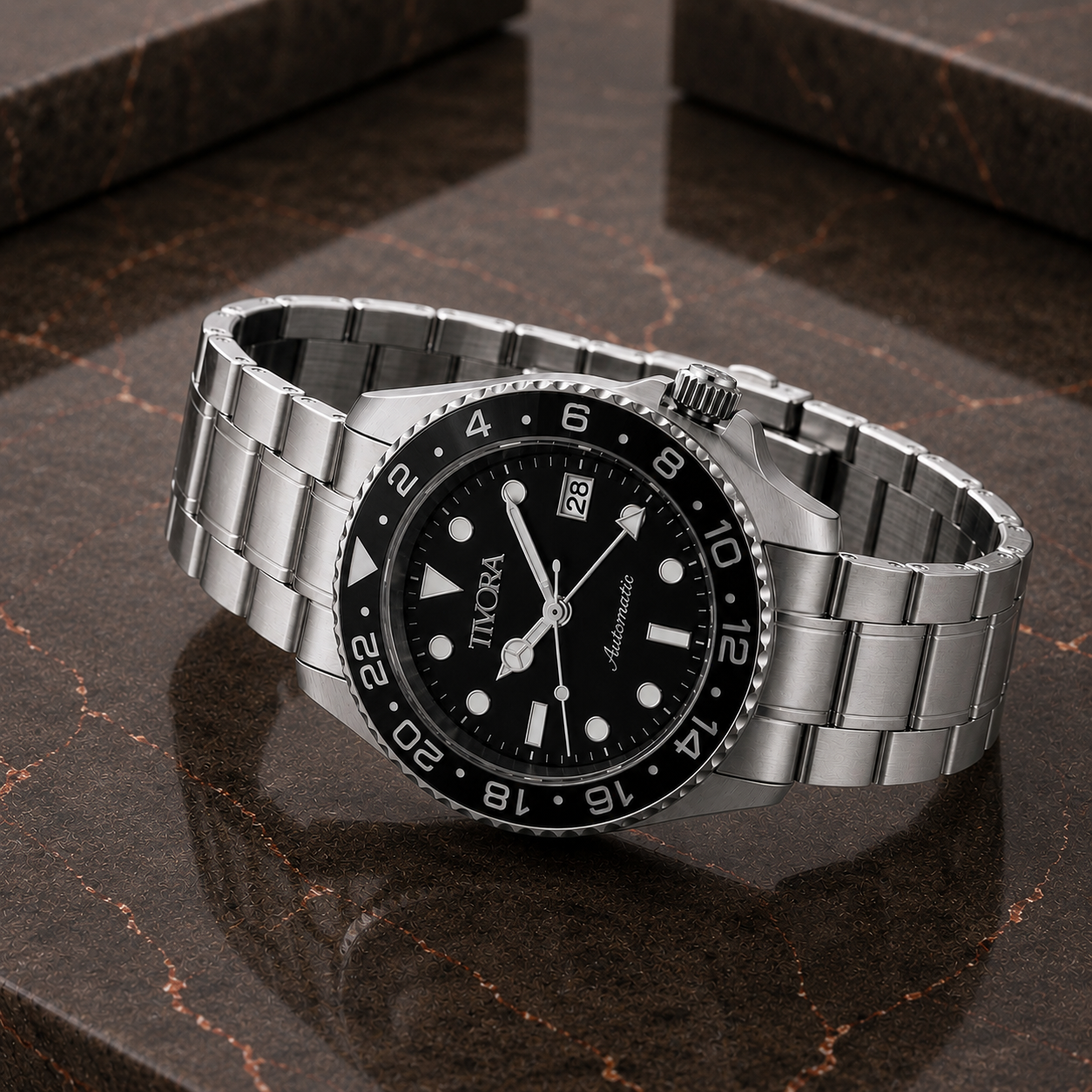 Meridian Argent Steel Diver Dial