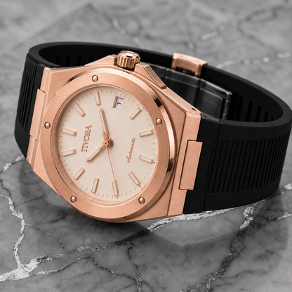 Vertex Rose Steel Onyx Dial Rubber