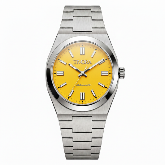 Échelon Argent Steel Yellow Dial