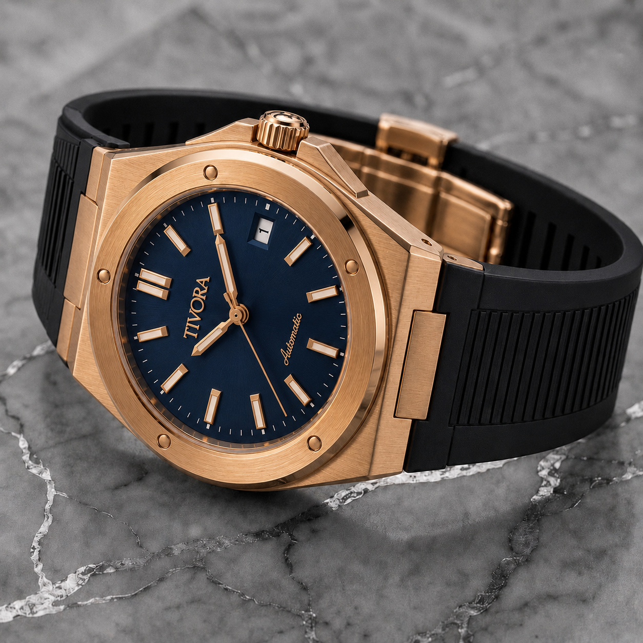 Vertex Aurelius Steel Azure Dial Rubber