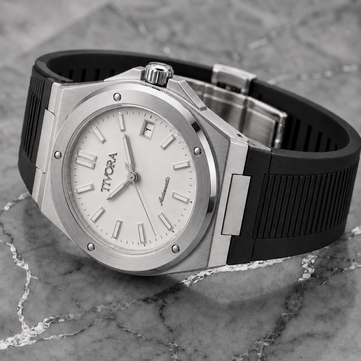 Vertex Argent Steel Frost Dial Rubber