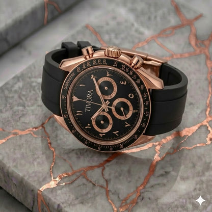 Veyron Rose Steel Onyx Dial Rubber V2