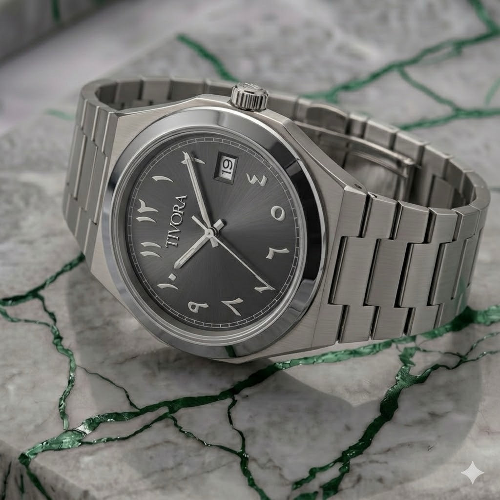 Élan Argent Steel Arabic Grey Dial