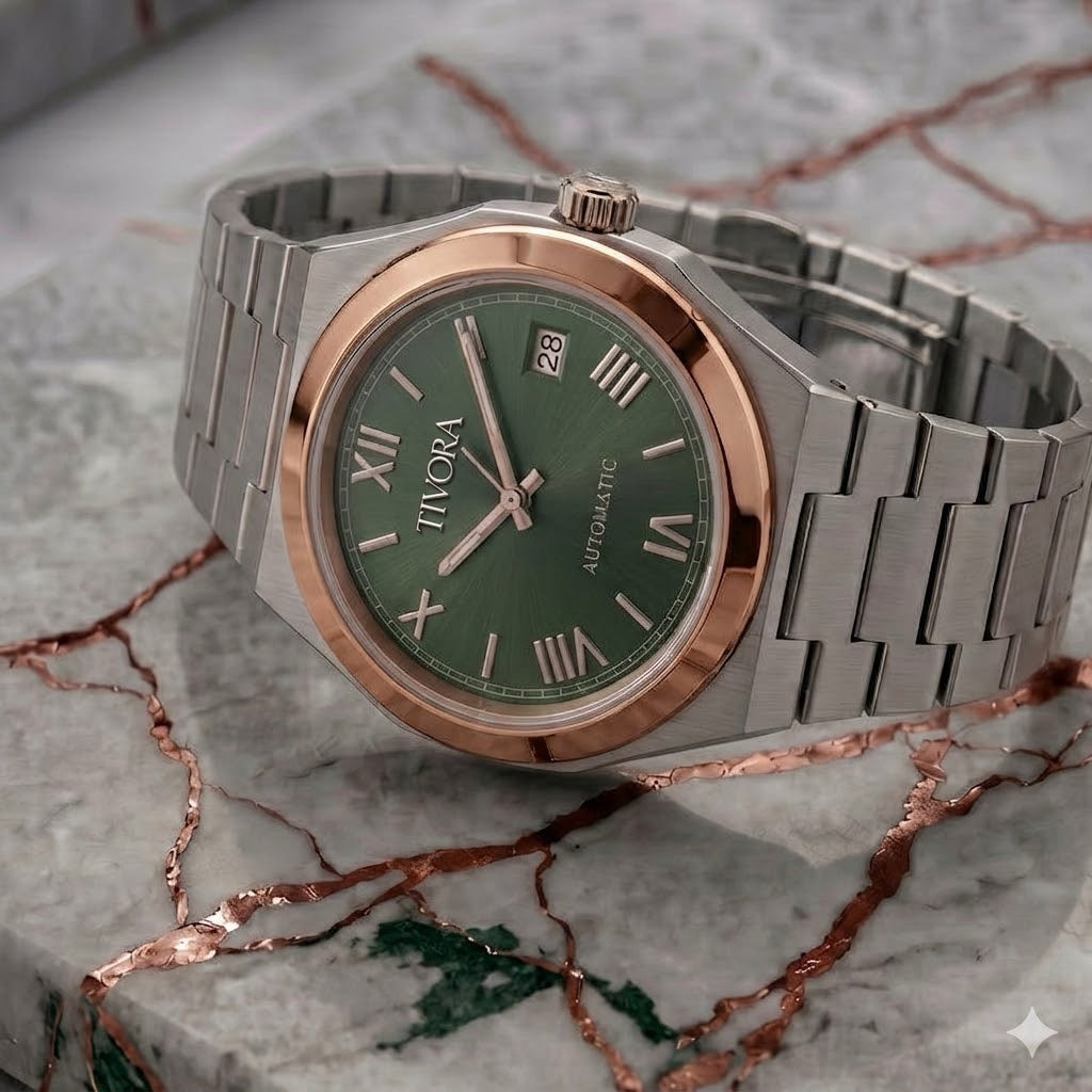 Élan Two Tone Steel Arabic Olive Dial
