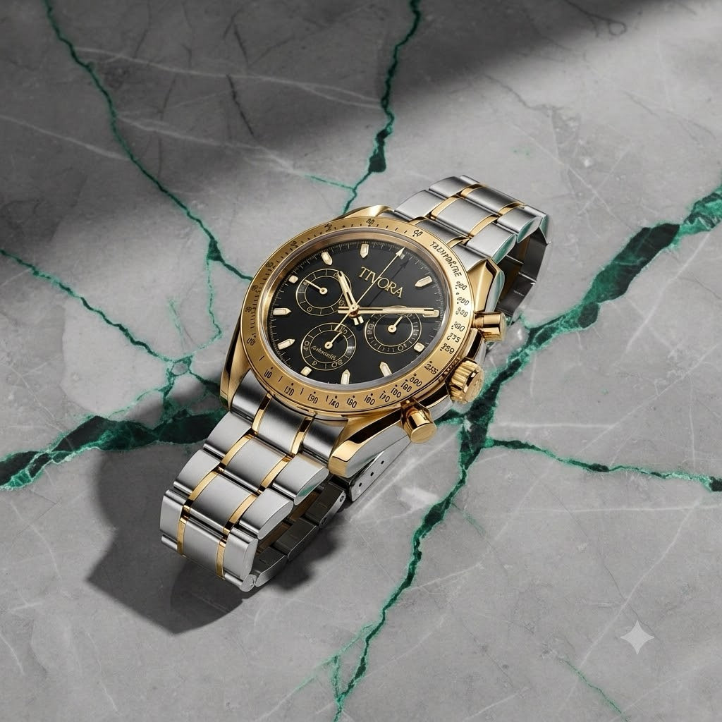 Veyron Two Tone Steel Onyx Dial