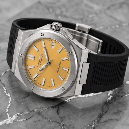 Vertex Argent Steel Yellow Dial Rubber