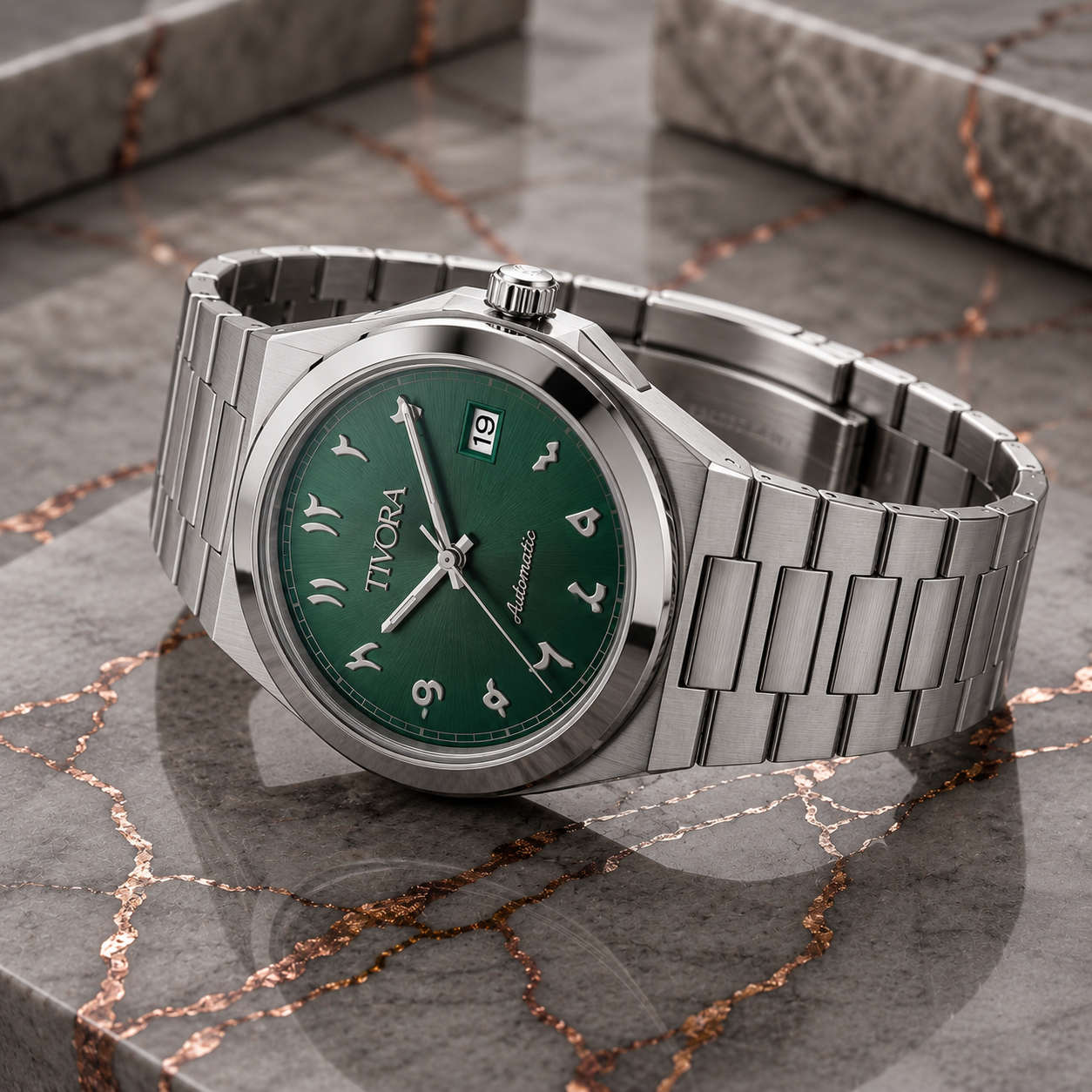 Élan Argent Steel Arabic Emerald Dial