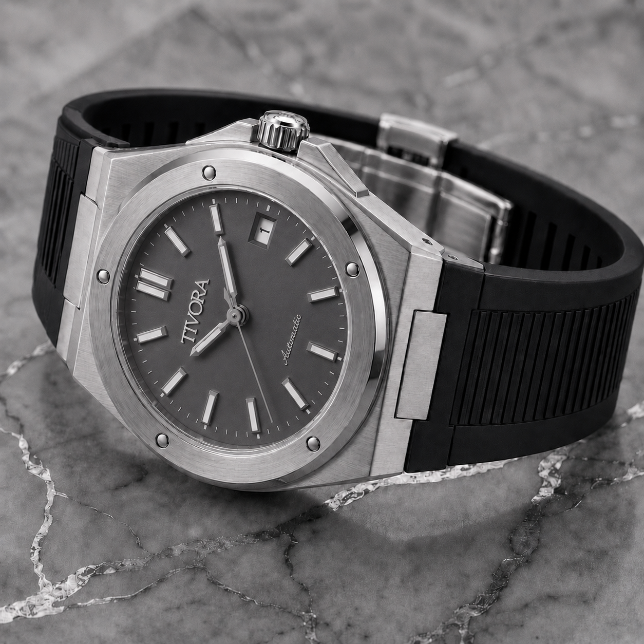 Vertex Argent Steel Grey Dial Rubber