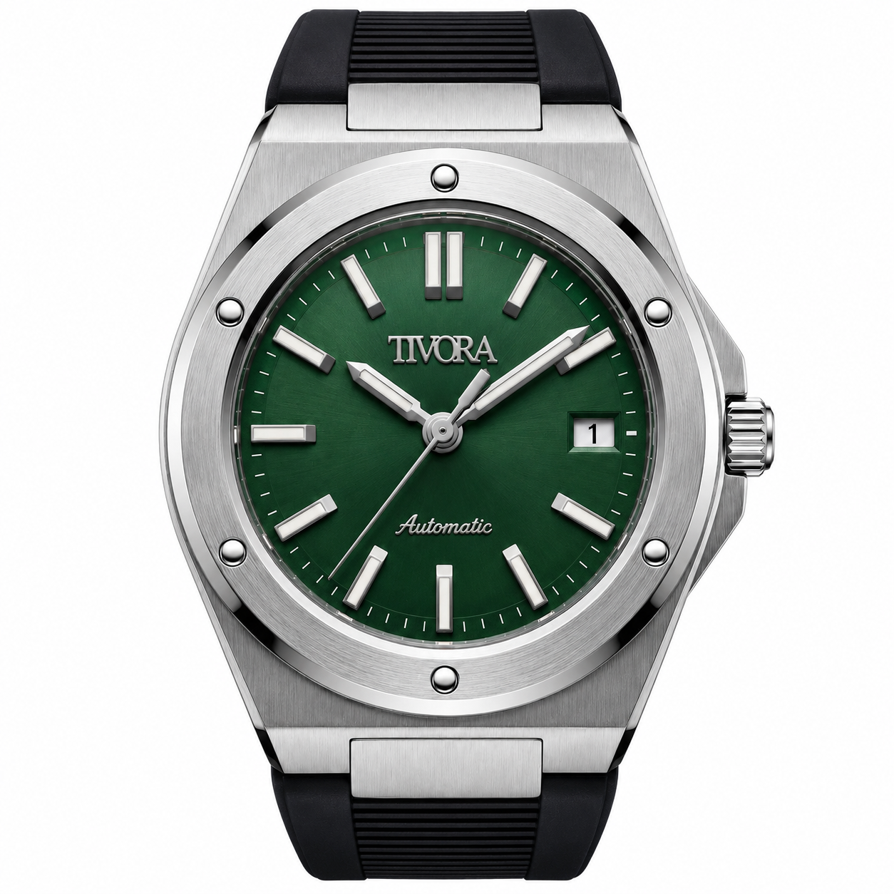 Vertex Argent Steel Emerald Dial Rubber