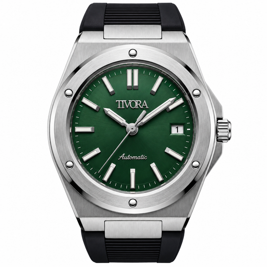 Vertex Argent Steel Emerald Dial Rubber