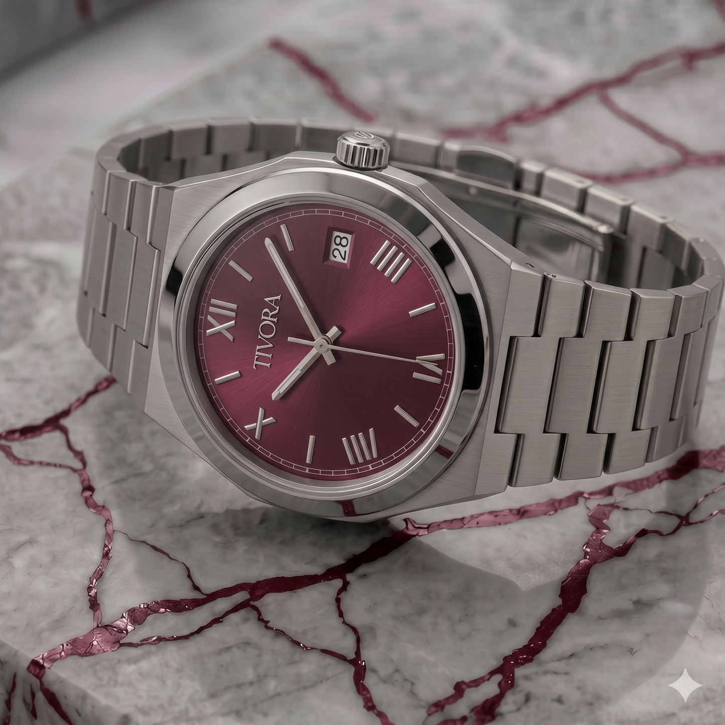 Élan Argent Steel Crimson Dial