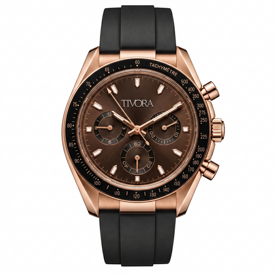 Veyron Rose Steel Mocha Dial Rubber