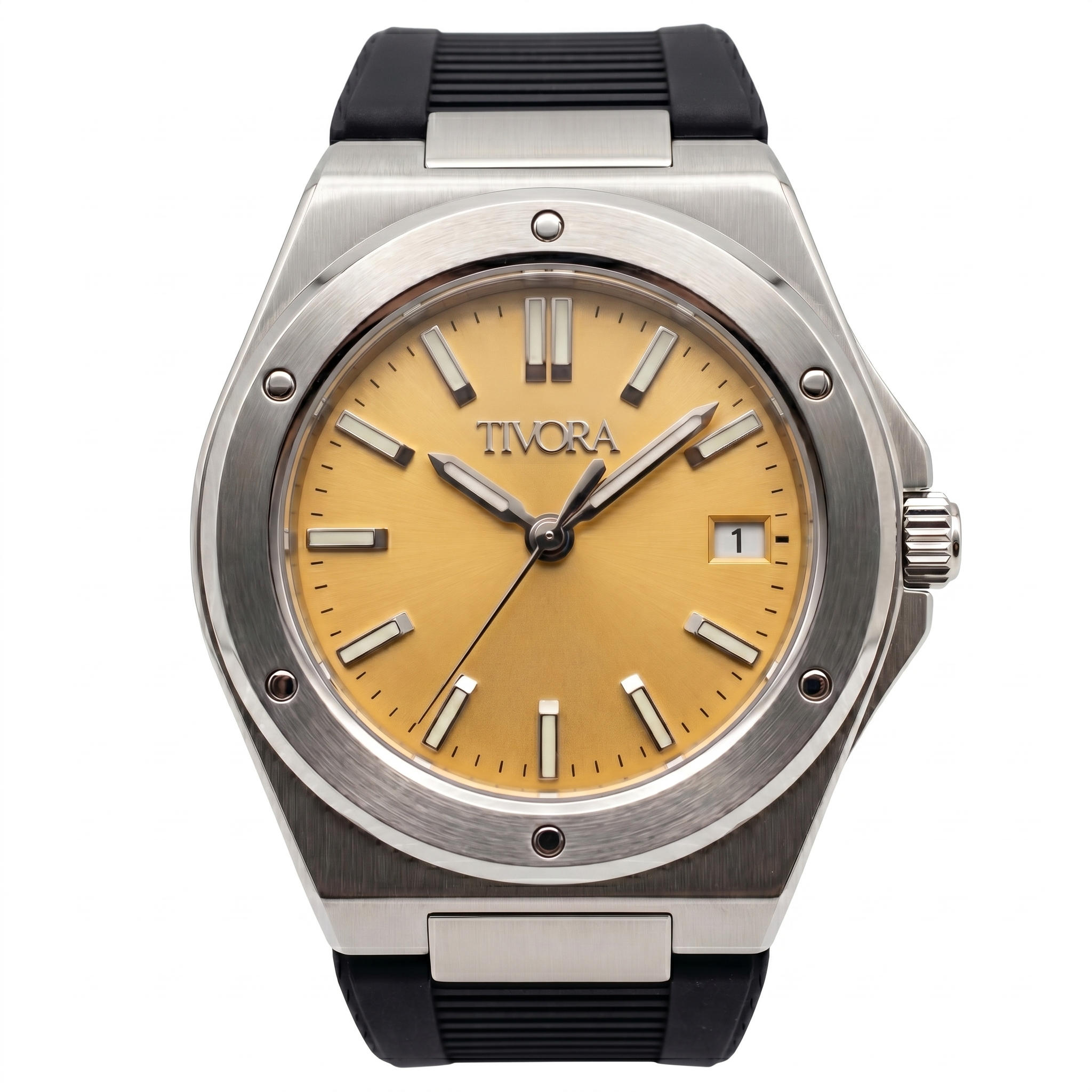 Vertex Argent Steel Yellow Dial Rubber