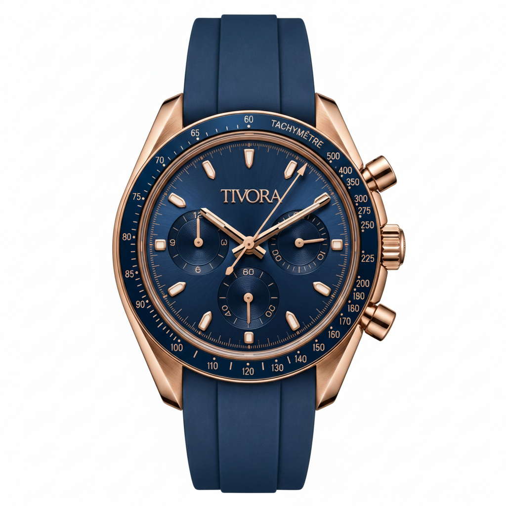 Veyron Rose Steel Sea Azure Dial Rubber
