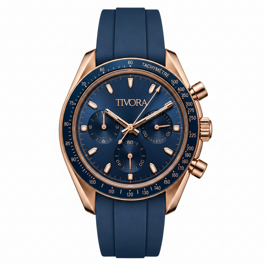 Veyron Rose Steel Sea Azure Dial Rubber