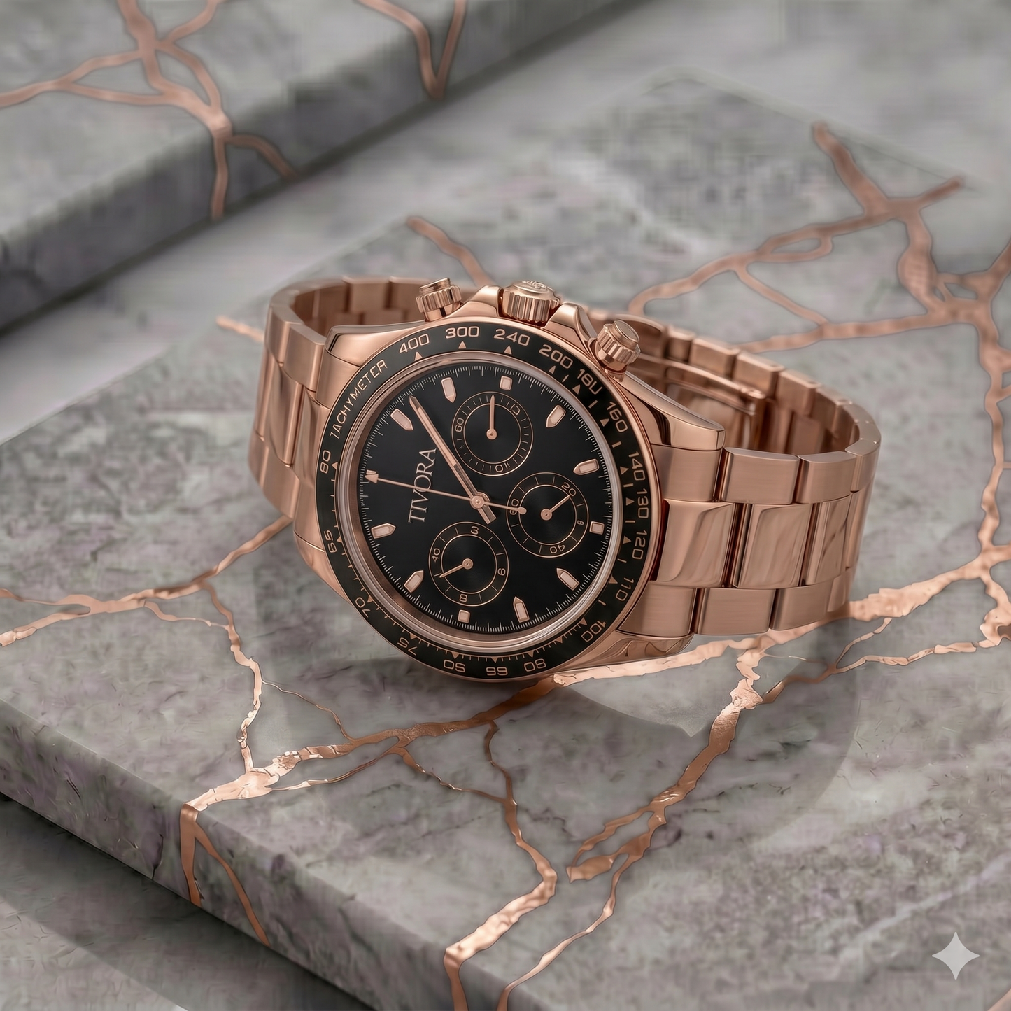 Veyron Rose Steel Onyx Dial