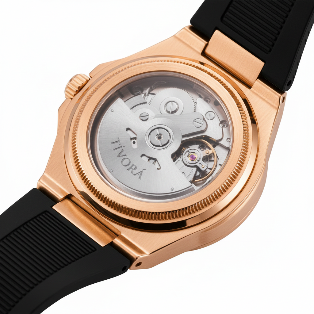 Vertex Rose Steel Onyx Dial Rubber