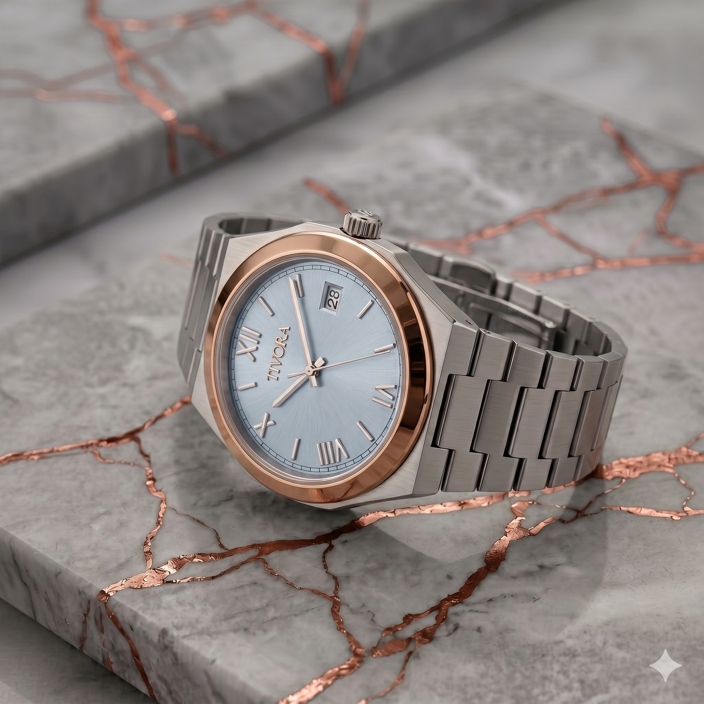 Élan Two Tone Steel Roman Ice Dial