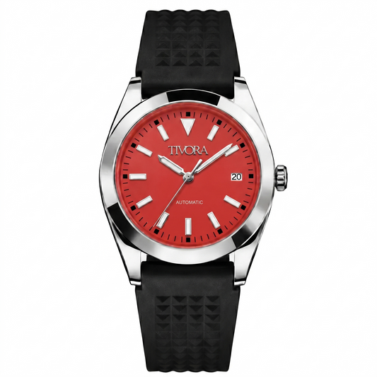 Marinex Argent Steel Crimson Dial Rubber