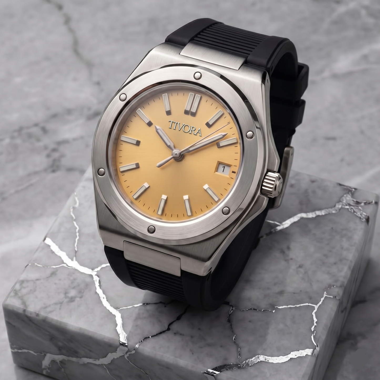 Vertex Argent Steel Yellow Dial Rubber