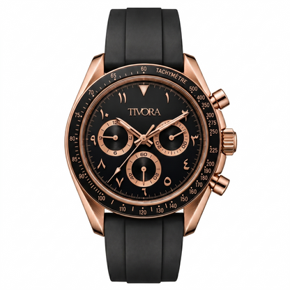 Veyron Rose Steel Onyx Dial Rubber V2