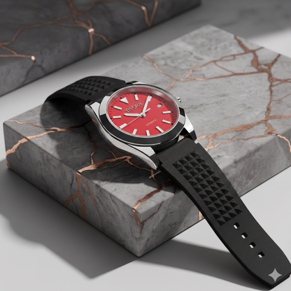 Marinex Argent Steel Crimson Dial Rubber