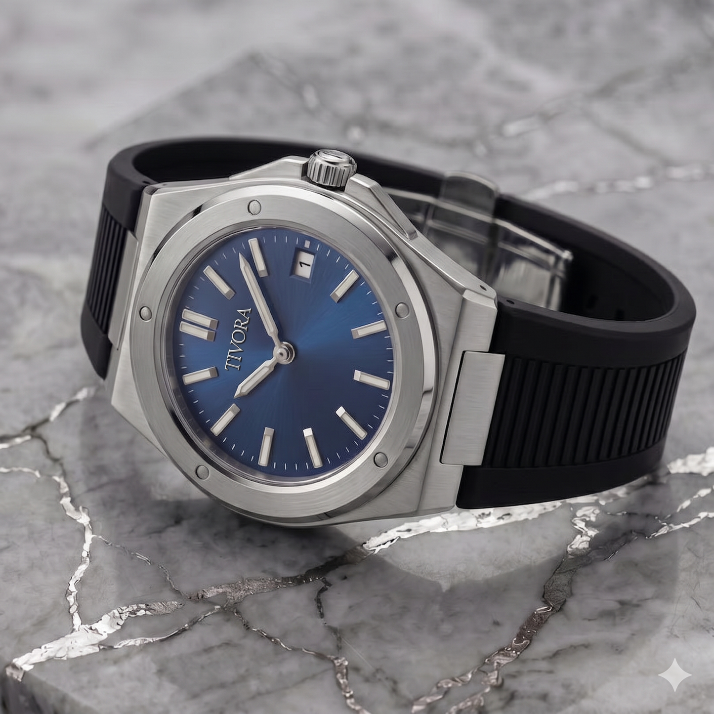 Vertex Argent Steel Azure Dial Rubber