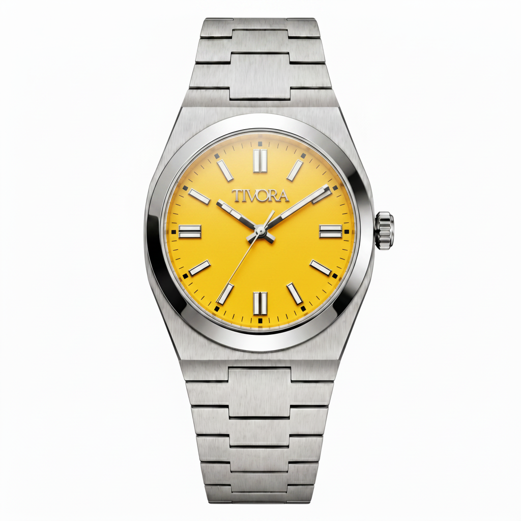 Échelon Argent Steel Yellow Dial