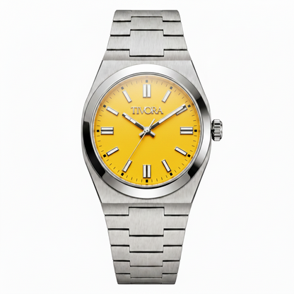 Échelon Argent Steel Yellow Dial