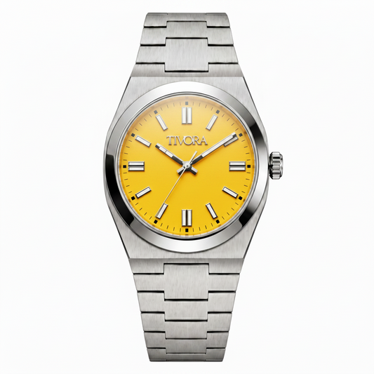 Échelon Argent Steel Yellow Dial