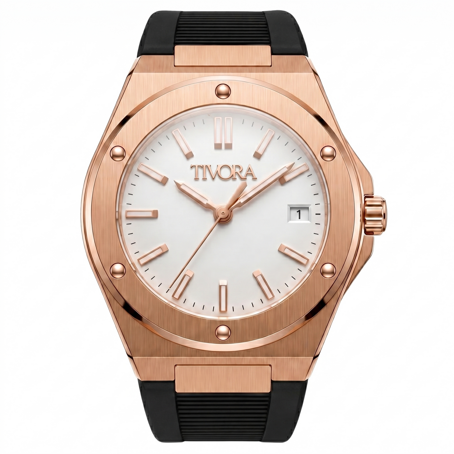 Vertex Rose Steel Onyx Dial Rubber