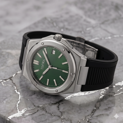 Vertex Argent Steel Emerald Dial Rubber