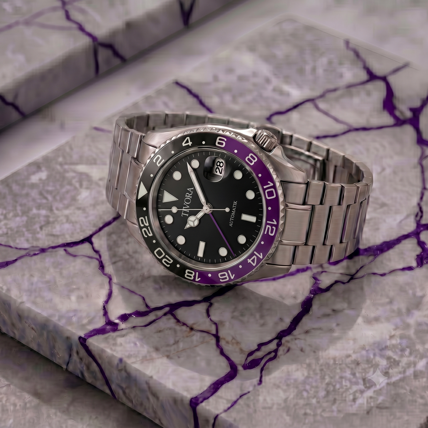 Meridian Argent Steel Amethyst Dial