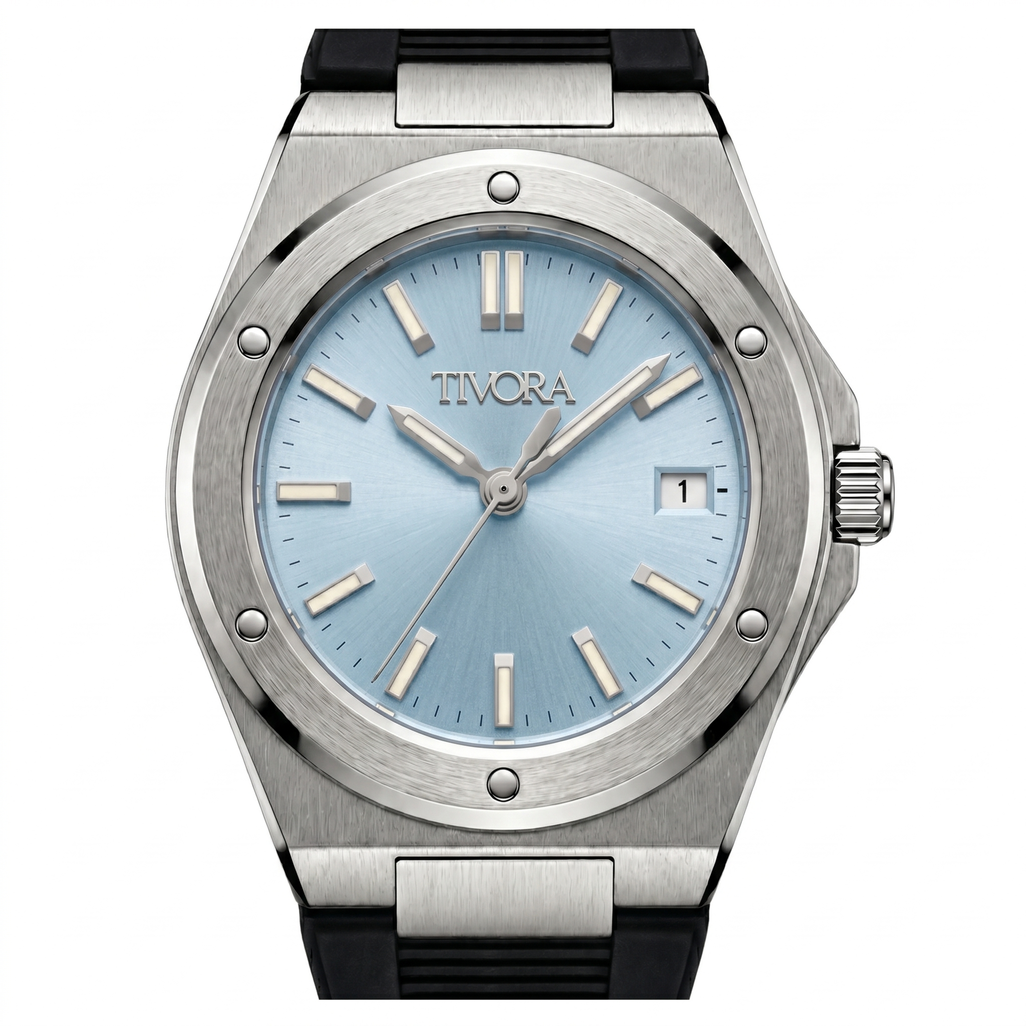 Vertex Argent Steel Sky Dial Rubber