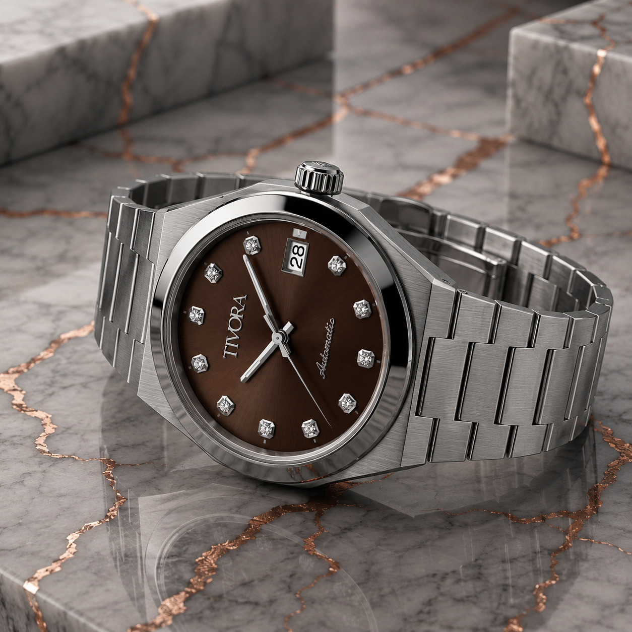 Élan Argent Steel Mocha Dial
