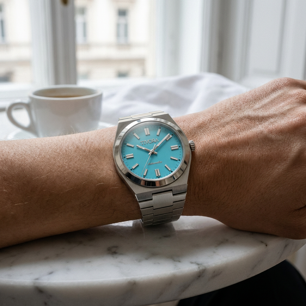 Échelon Argent Steel Azure Dial – on the wrist