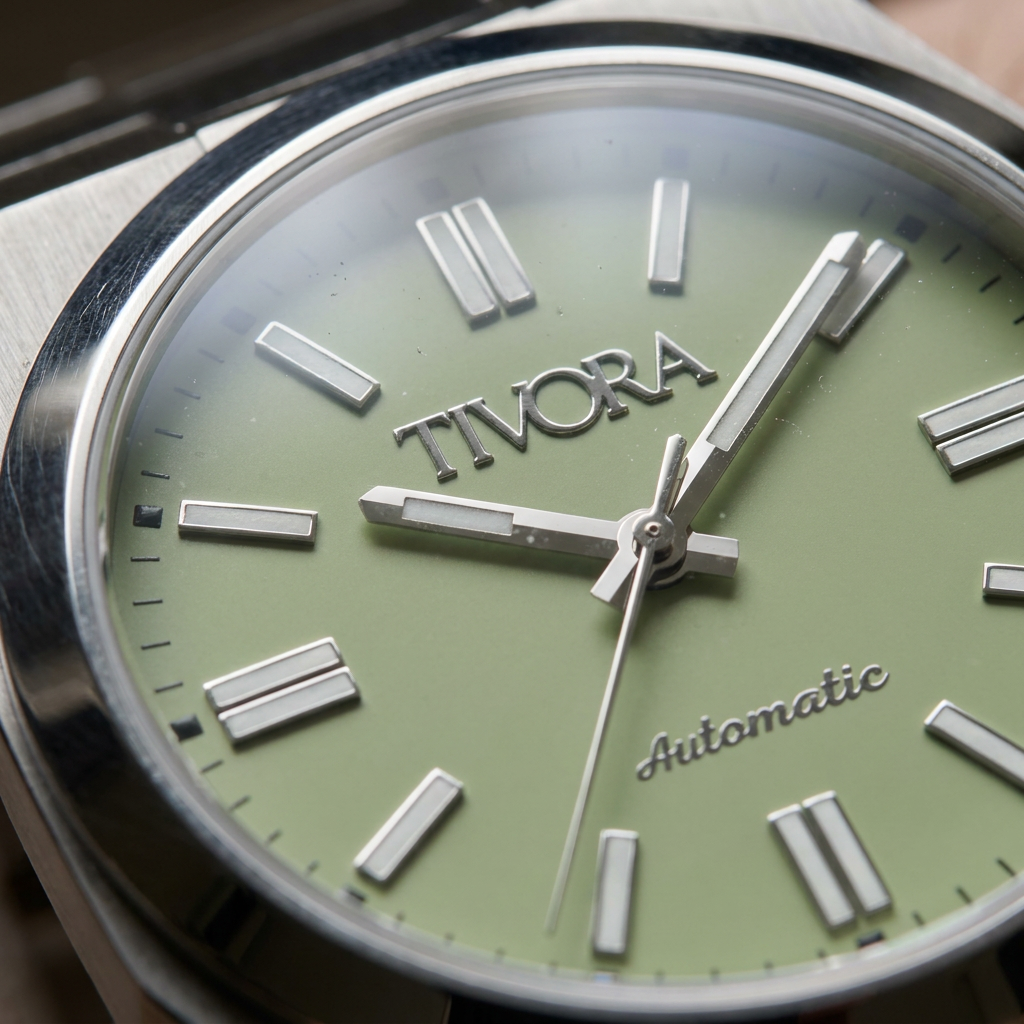 Échelon Argent Steel Lime Dial – close-up