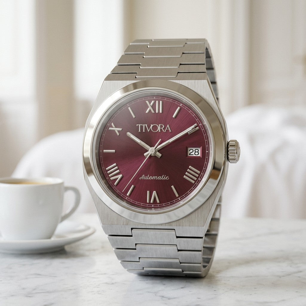 Élan Argent Steel Crimson Dial – front view