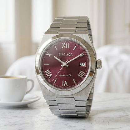 Élan Argent Steel Crimson Dial – front view