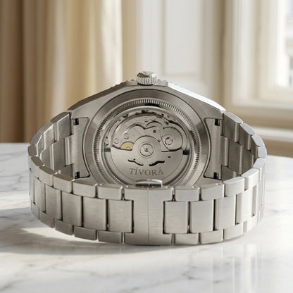 Élan Argent Steel Ice Dial – case back with movement