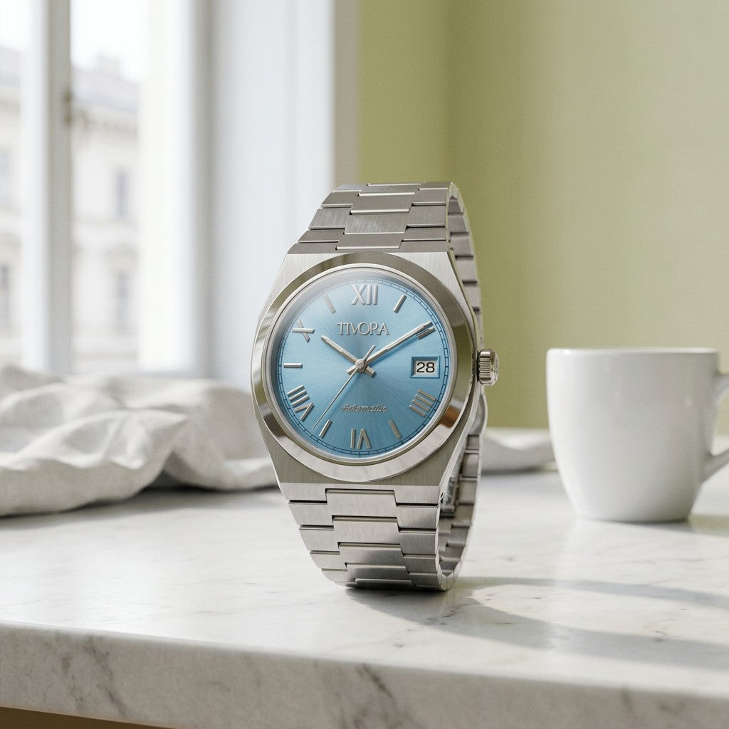 Élan Argent Steel Roman Ice Dial – front view