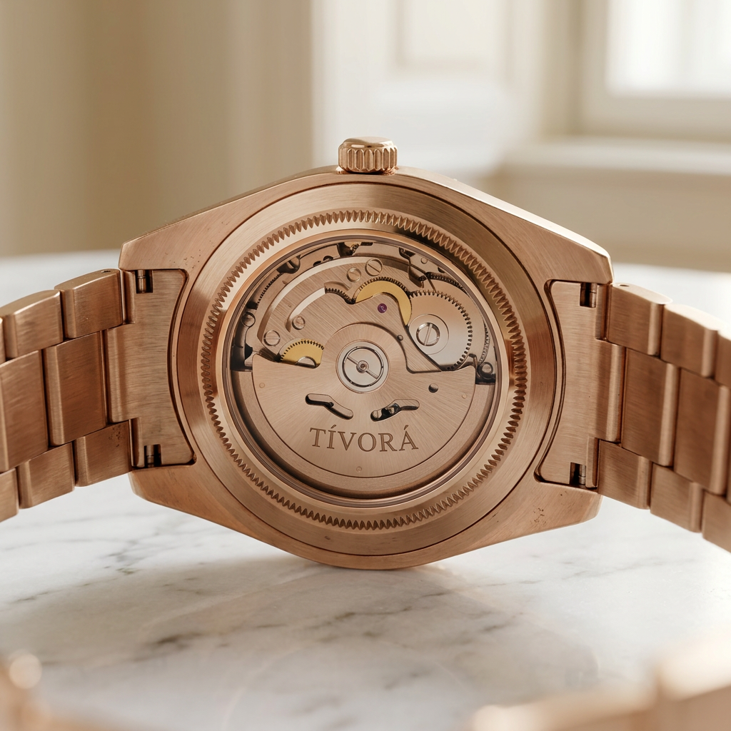 Élan Rose Steel Grey Dial – case back with movement