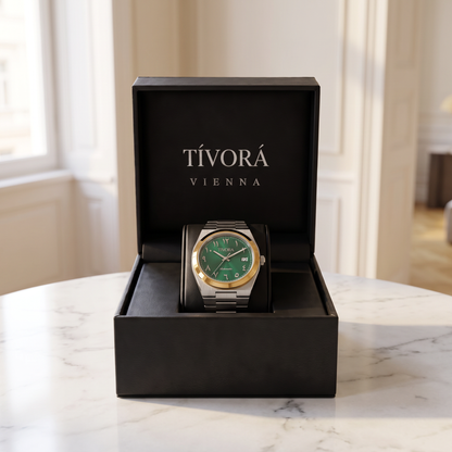 Élan Two Tone Steel Emerald Dial – in the TÍVORÁ box