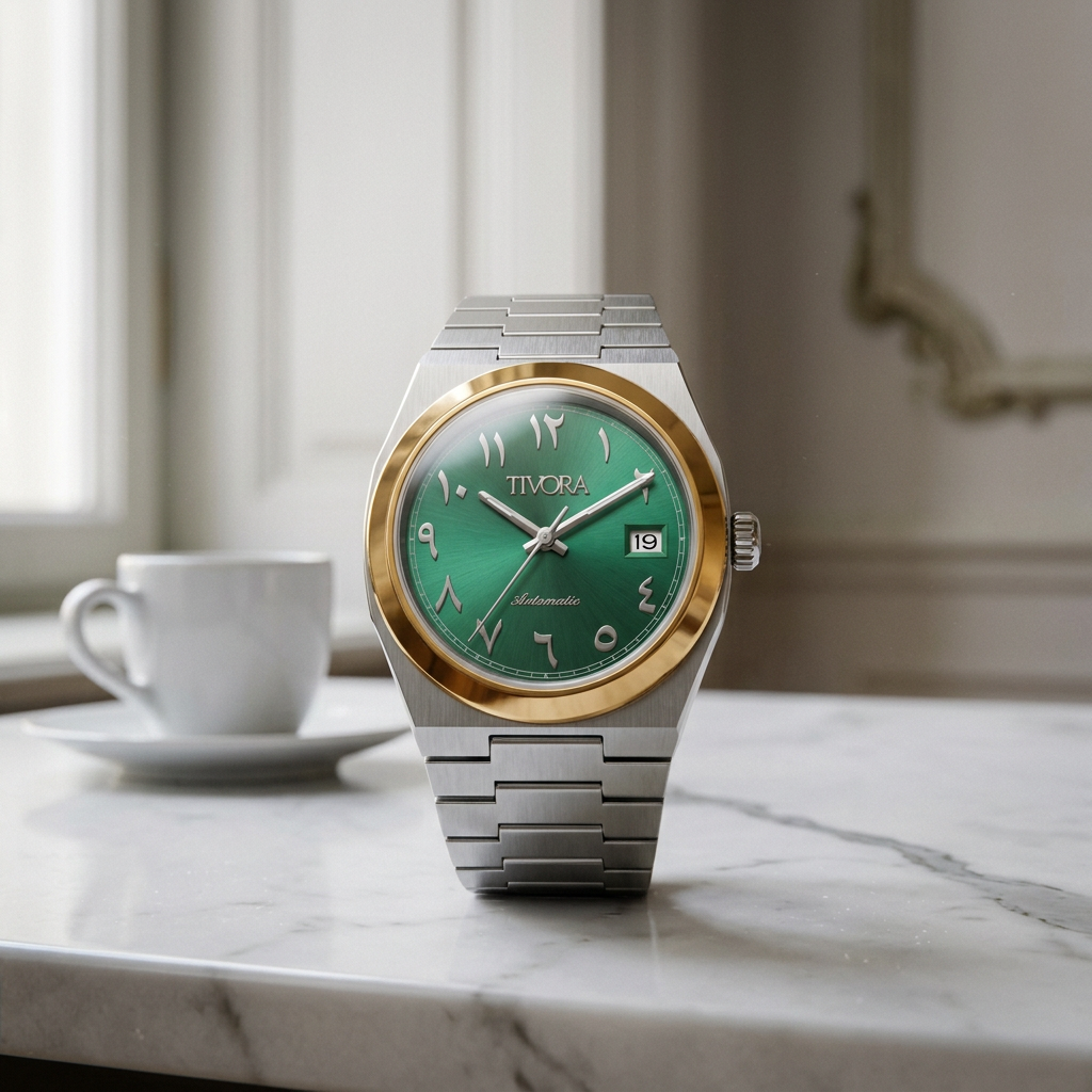 Élan Two Tone Steel Emerald Dial – front view