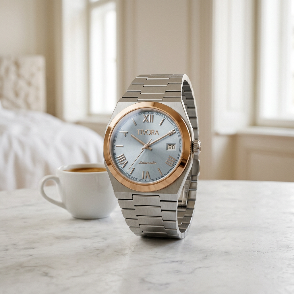 Élan Two Tone Steel Roman Ice Dial – front view