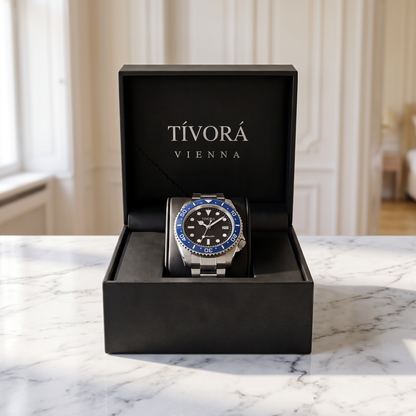 EQUINOX Argent Steel Azure Dial – in the TÍVORÁ box