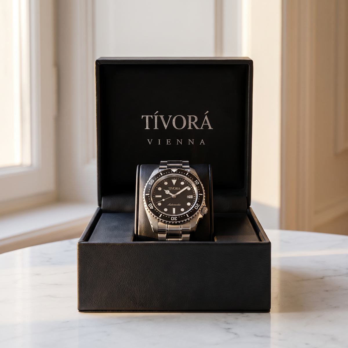 EQUINOX Argent Steel Diver Dial – in the TÍVORÁ box