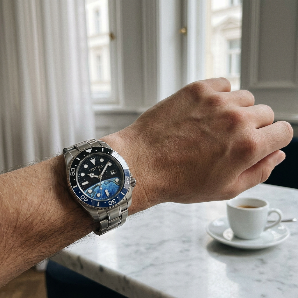 EQUINOX Argent Steel Earth Dial – on the wrist