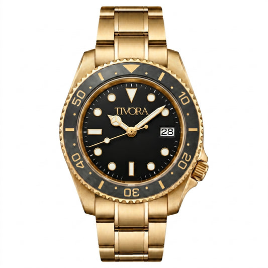 TÍVORÁ EQUINOX Aurelius Steel Onyx Dial – front view